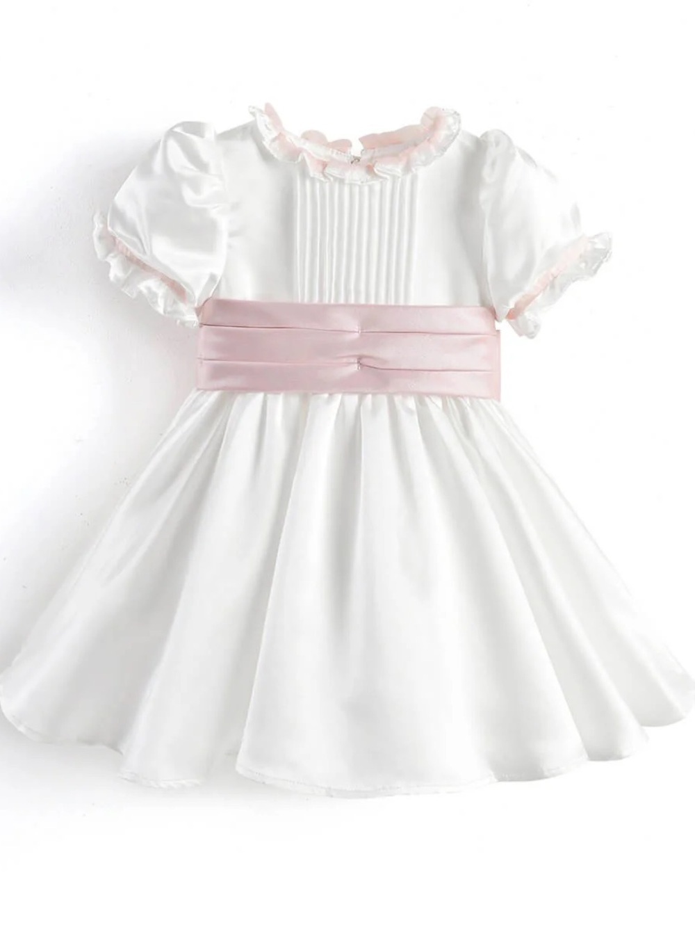 Edgehill Collection formal linen dress bow flower girl ruffle pleats puff sleeve